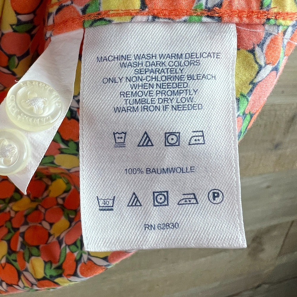 Lands End Womens Shirt 3/4 Sleeve Button Up Fruit Citrus No iron Supima Size 4P - Picture 8 of 8